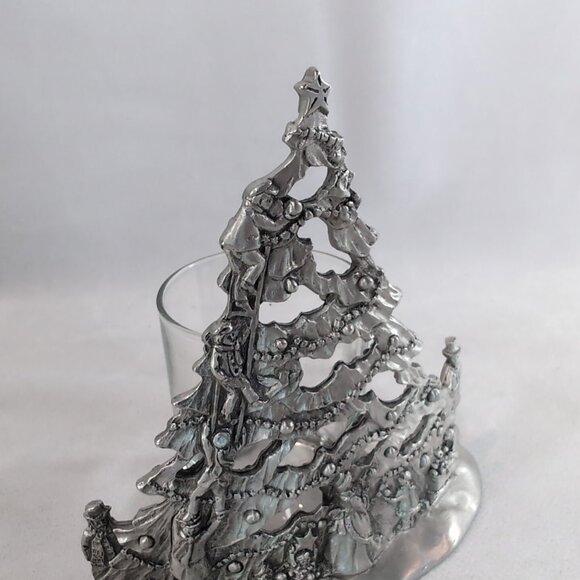Seagull 1996 Christmas Tree Candle Holder Pewter Etain Zinn Canada Silver Votive - Picture 9 of 11